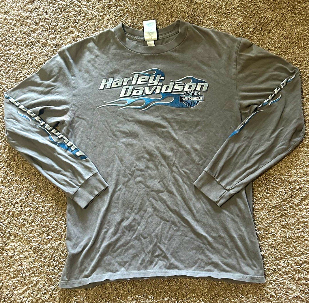 Harley-Davidson Beijing Gray Long Sleeve Graphic T-Shirt Front & Back Print