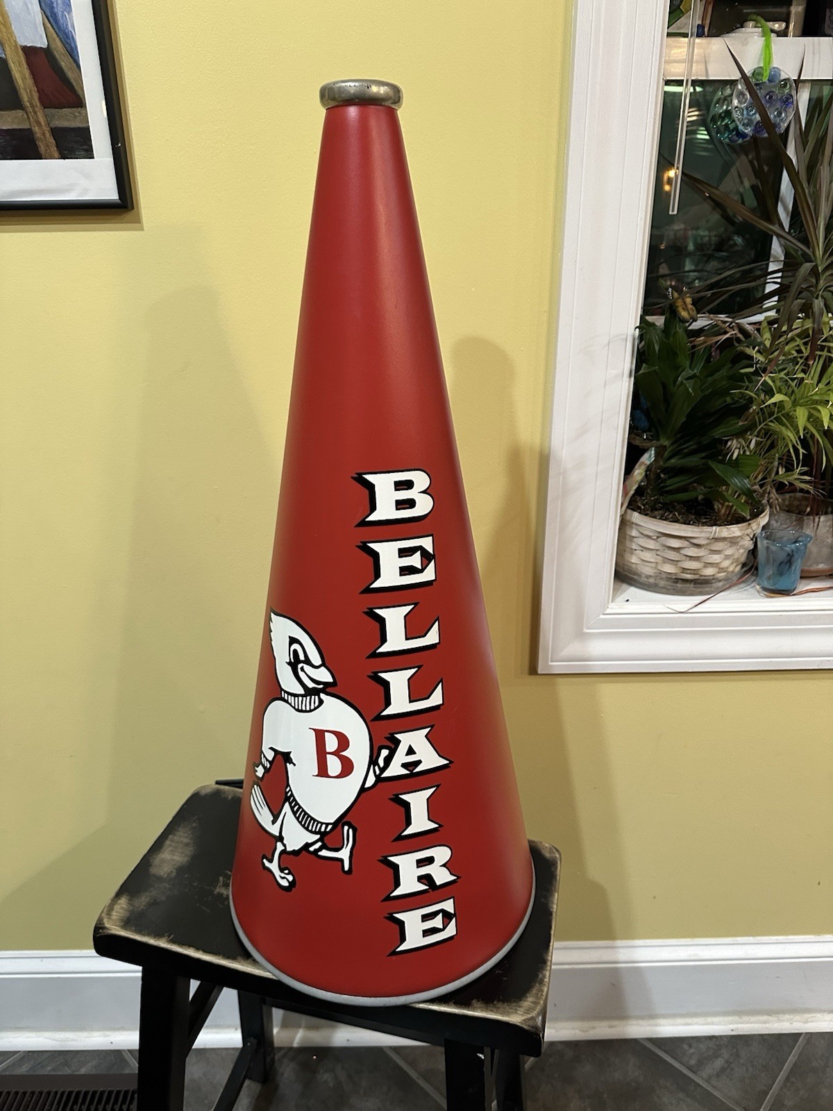 Large Vintage Bellaire TX Cardinals School Sports Cheering 28” Megaphone