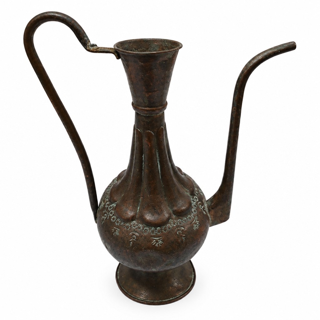 Vintage Islamic Copper Aftaba Ewer Hand Etched Middle Eastern Water Pitcher 14\