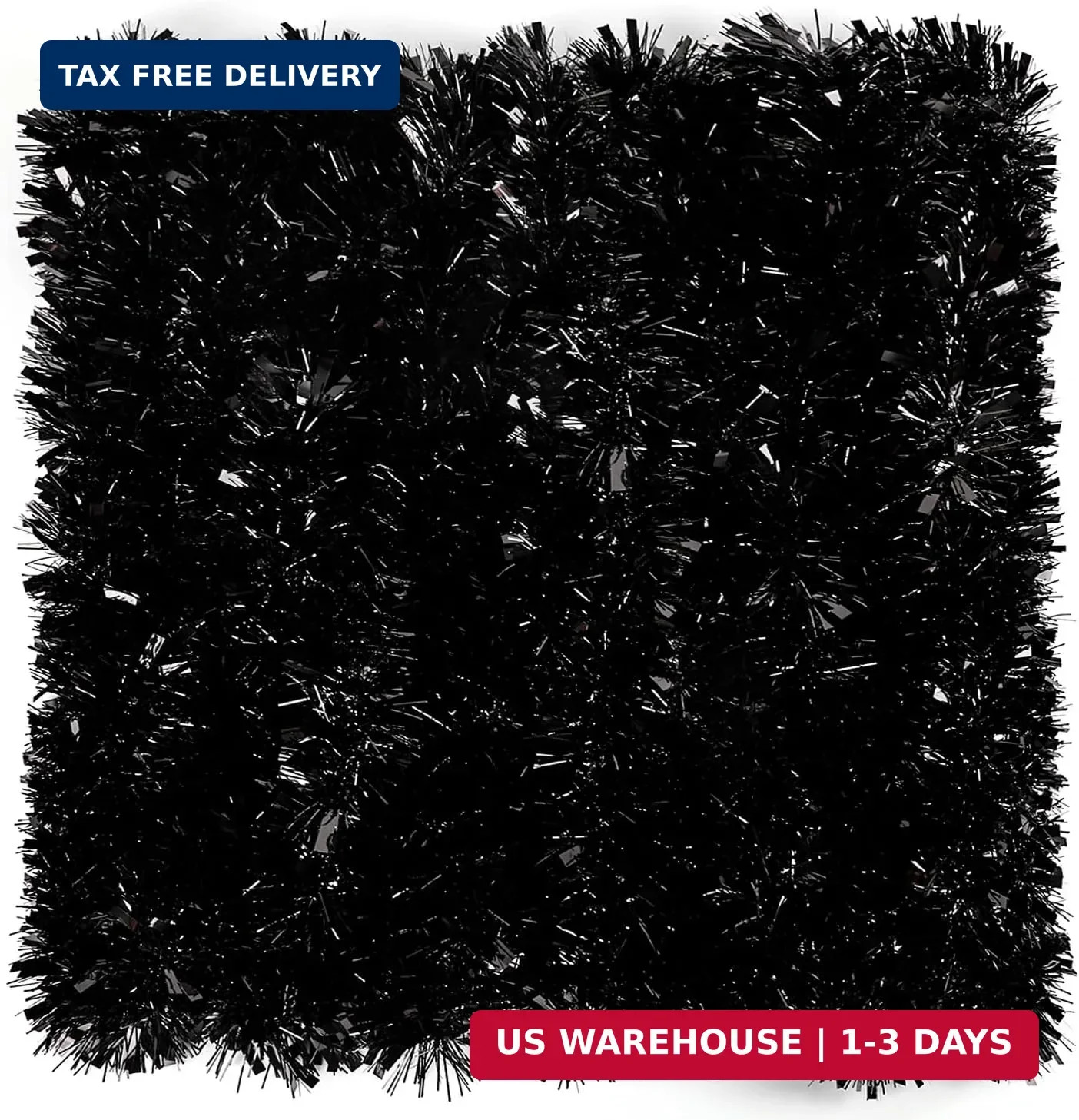 33FT Black Tinsel Garland,Halloween Metallic Tinsel Garland Twisted Hanging Garl