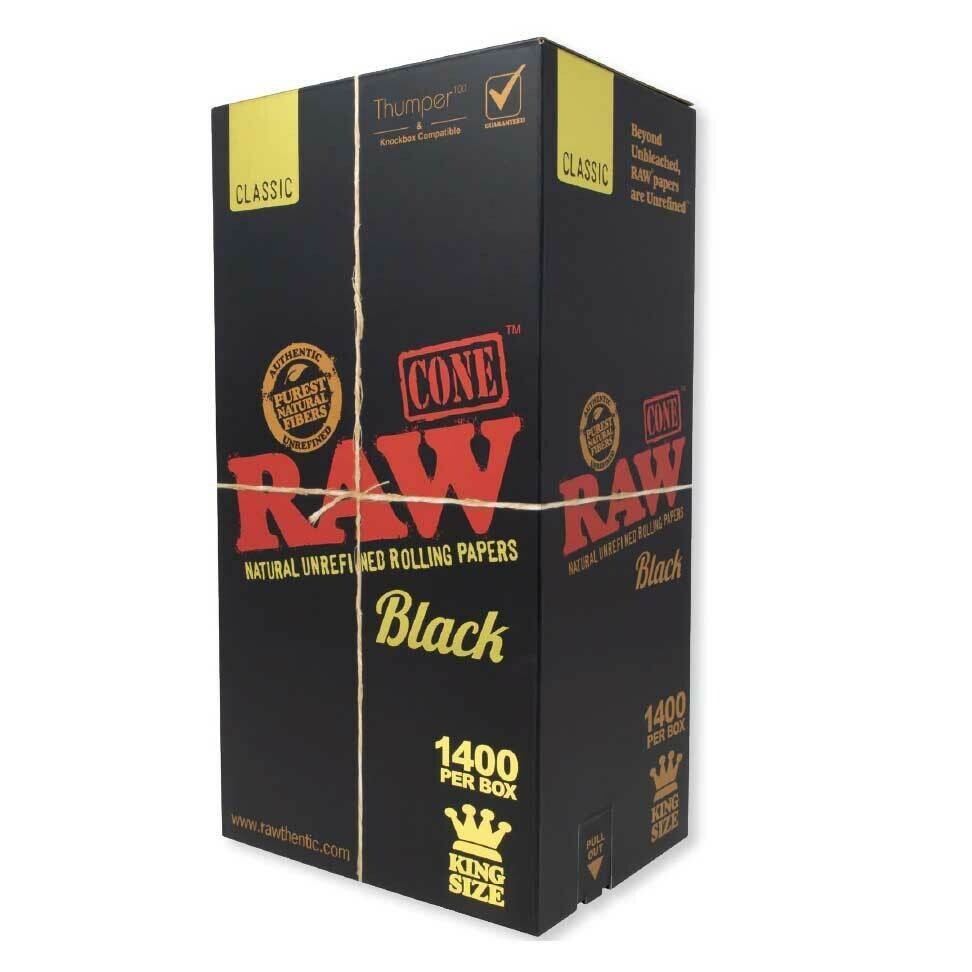 RAW BLACK KING Size Pre-Rolled Cones 1400ct Bulk Box - USA RAW BLACK KING Size Pre-Rolled Cones 1400ct Bulk Box - USA