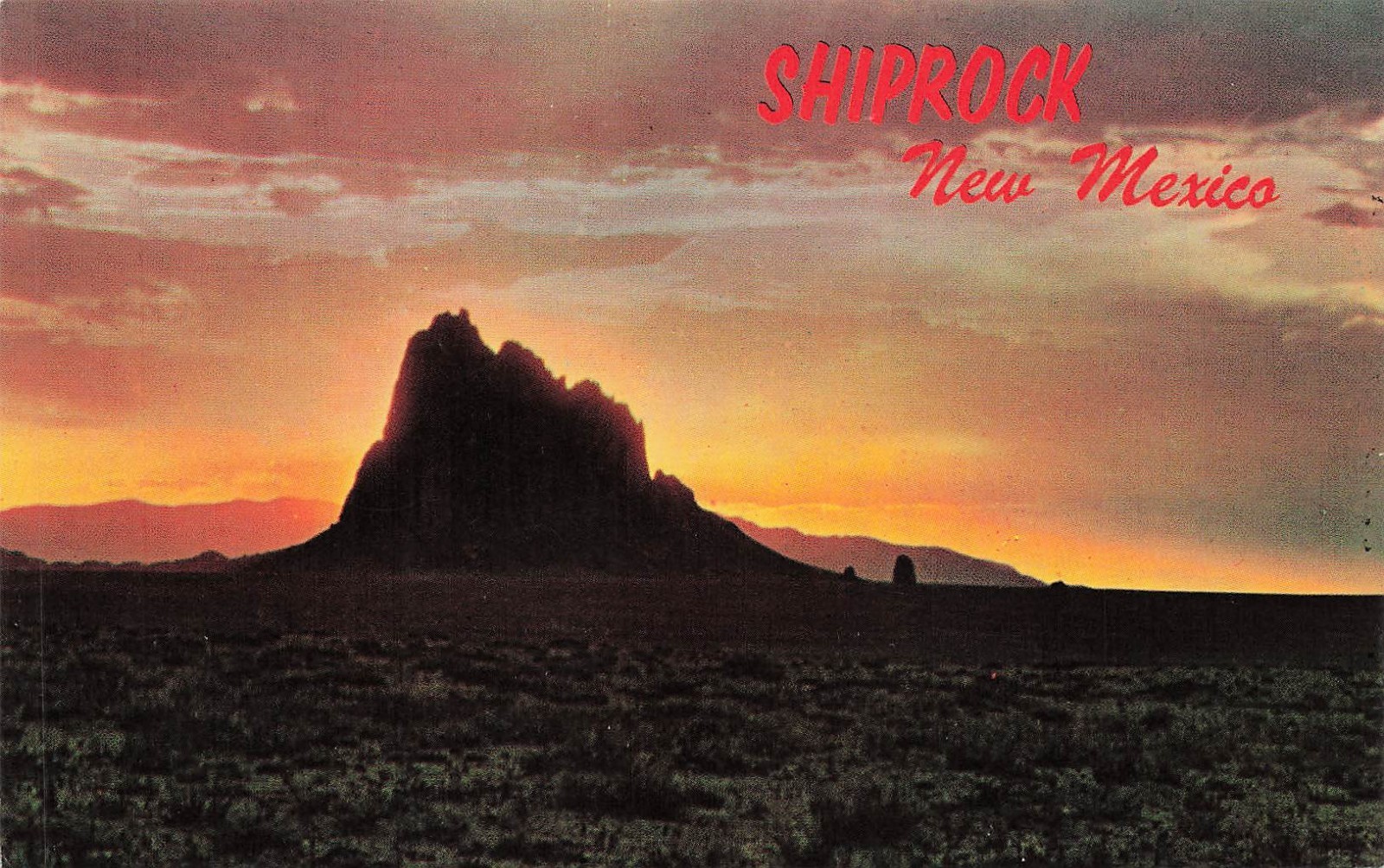 Route Hwy 66  Gallup NM New Mexico Shiprock Sunset Vtg Postcard 4A