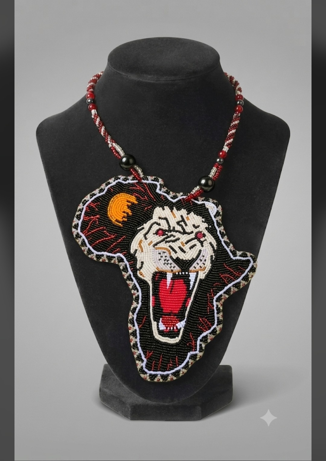 Native American Hand beaded Lion Of Africa Kenya Portrait