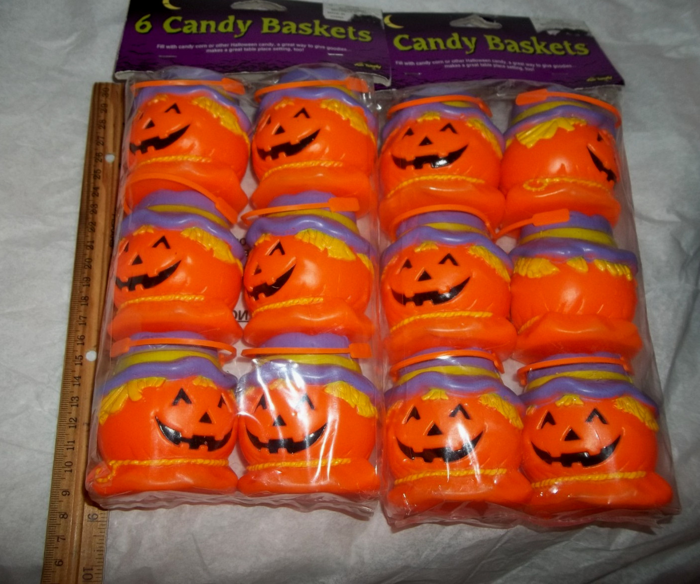 nip Lot of 12 Halloween Mini Jack O’Lantern Scarecrow Favor/Candy Buckets