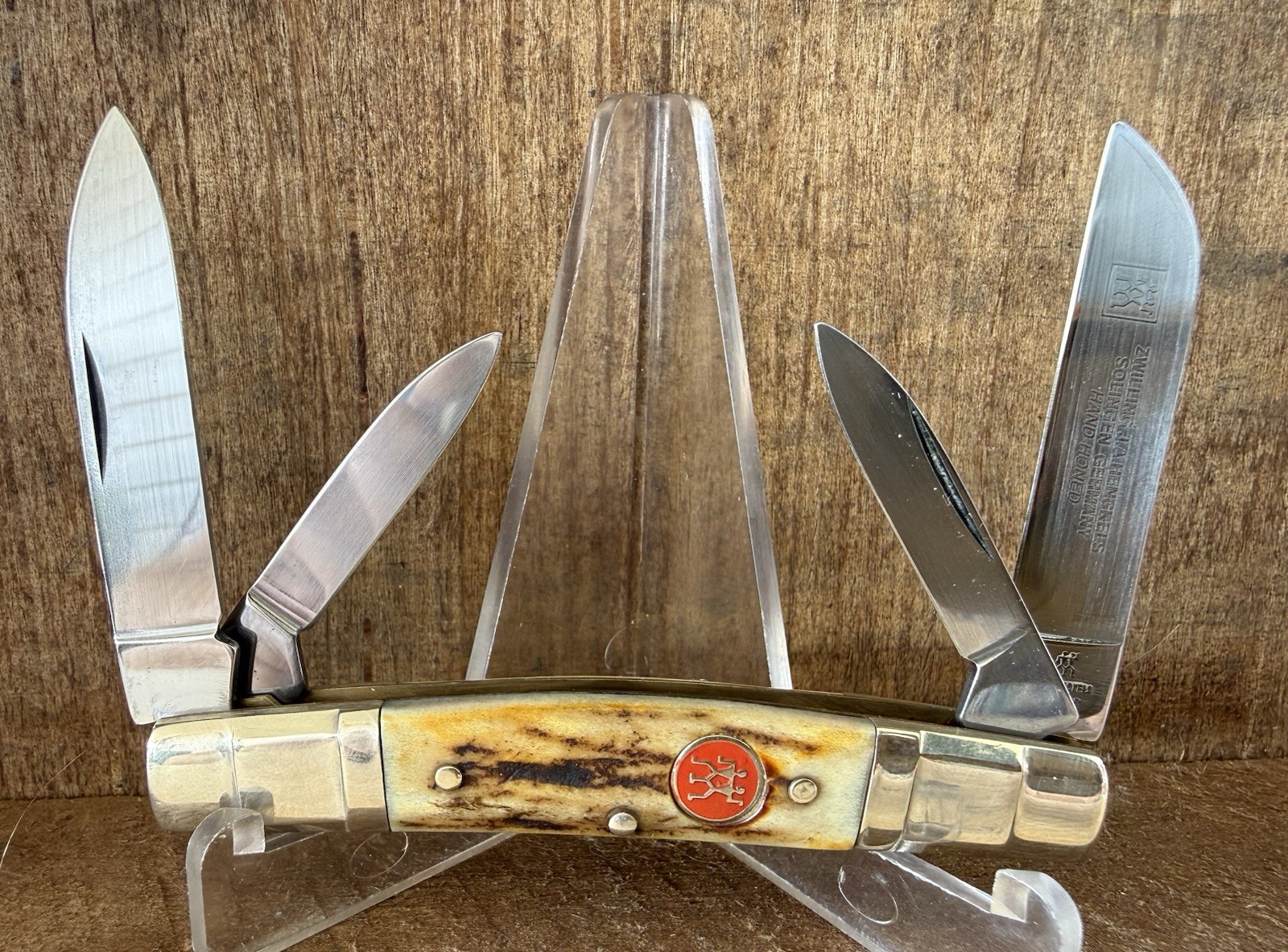 J.A. Henckels Stag 4 Blade Congress Knife Stair Step Bolsters Solingen Germany