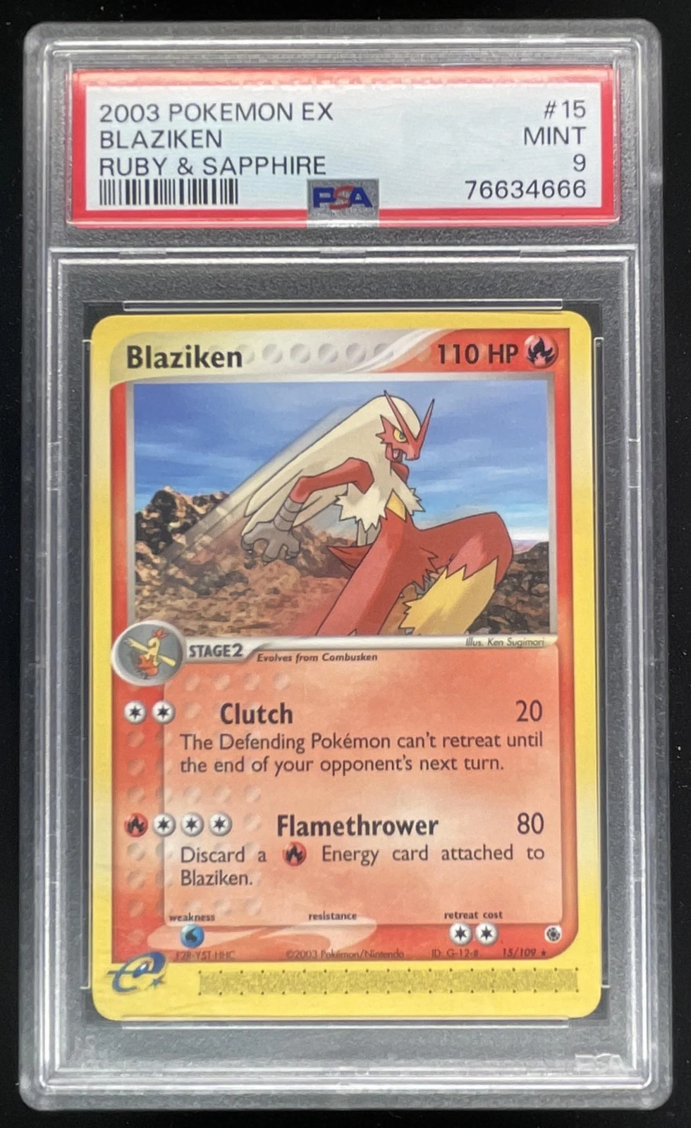 2003 Pokemon EX Ruby & Sapphire #15/109 Blaziken PSA 9