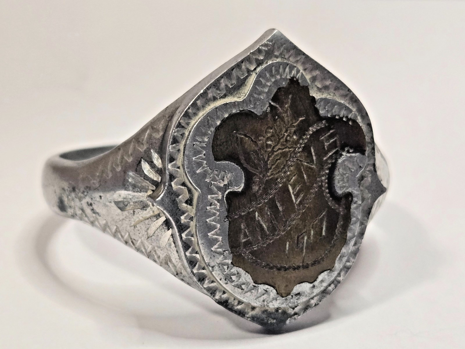Antique WWI Trench Art Ring 1917 Amiens