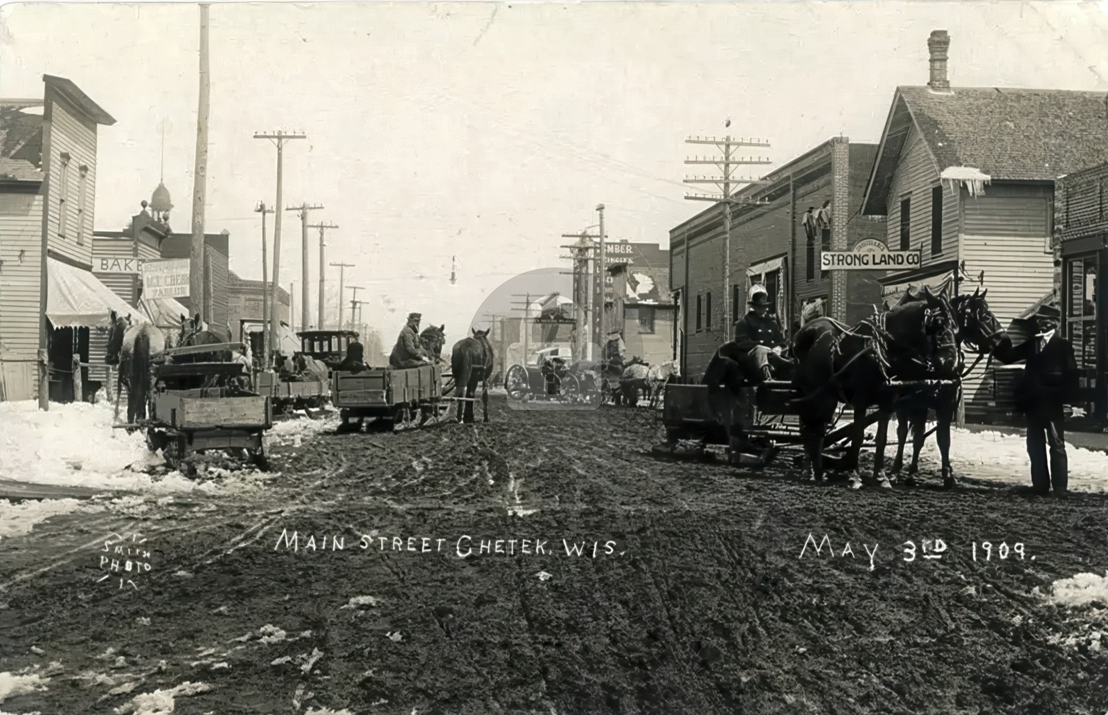 Chetek WI Wisconsin 1909 Main Street RPPC Photo Postcard COPY