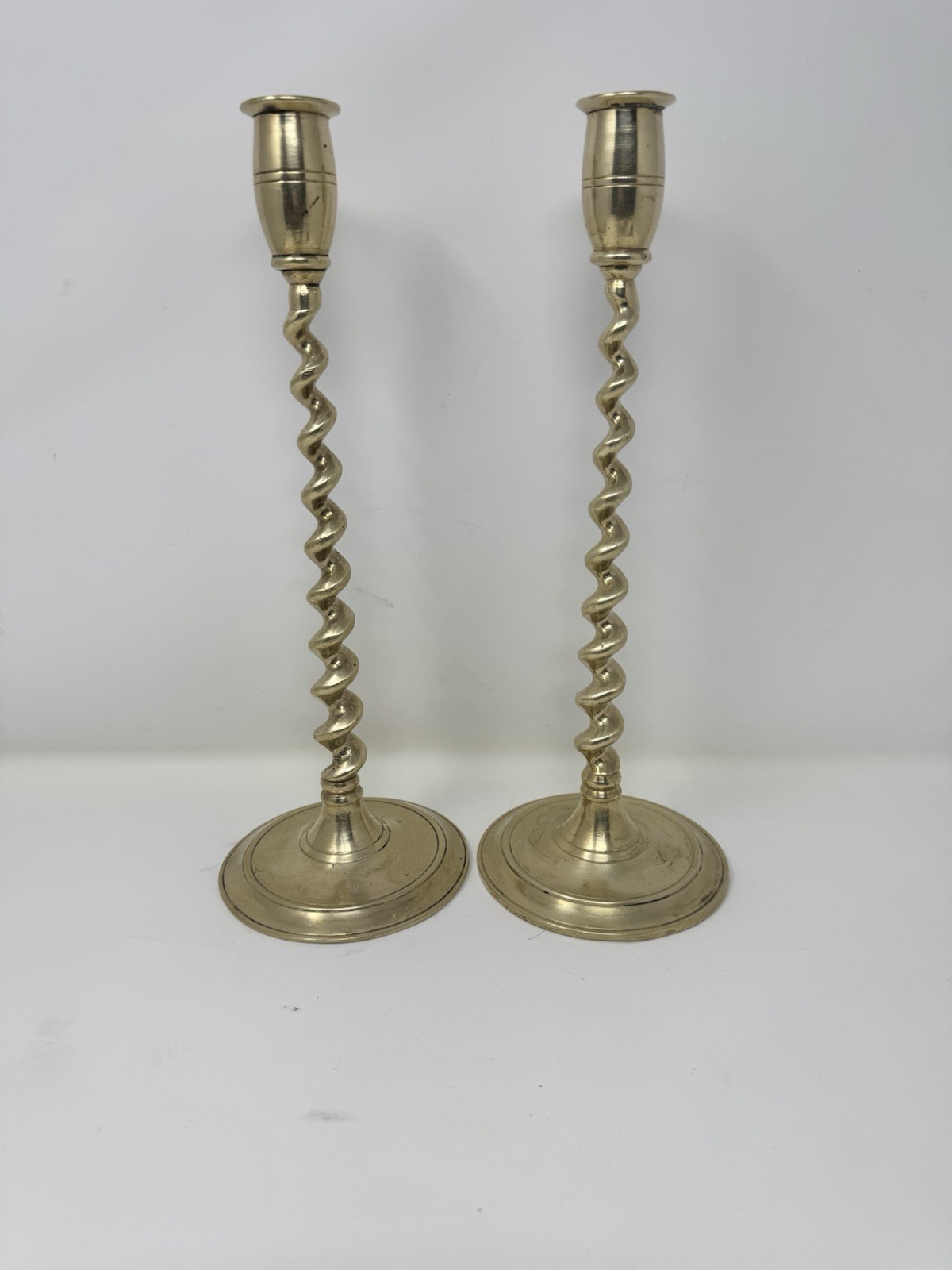 Brass Barley Twist Candlestick Set of 2 Vintage Late 20th Century  9\