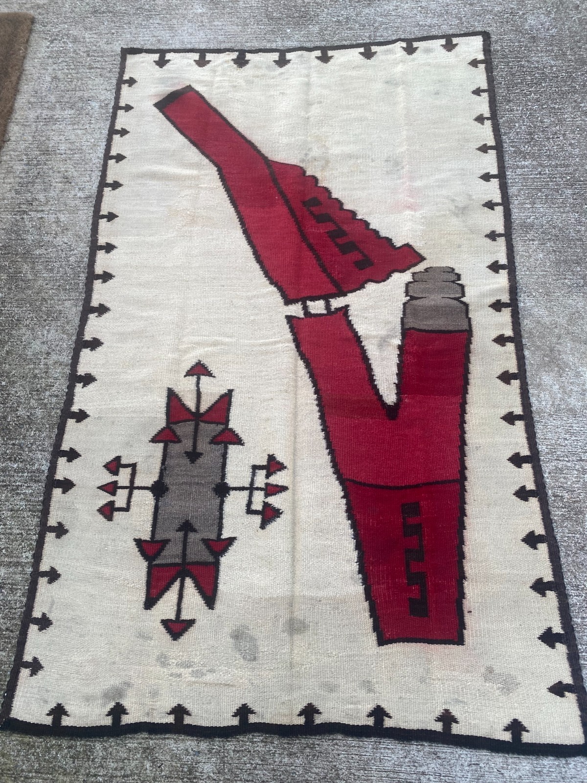 Dine Navajo Transitional Circa 1900-20 Pictorial Chapter House? Esoteric Blanket