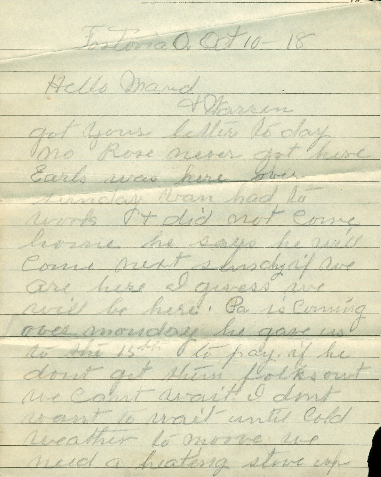 1918 Spanish Flu Influenza Death Fostoria to Deshler Village Ohio Antique Letter
