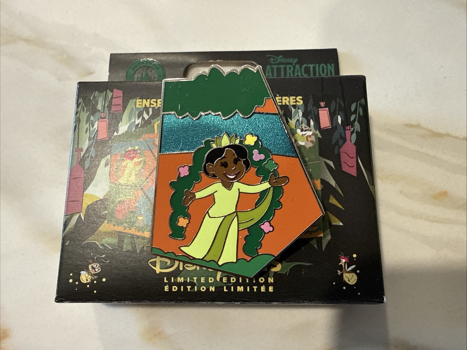 DISNEY DLR TIANA\'S BAYOU ADVENTURE MAP PUZZLE MYSTERY PIN TIANA FLORAL ARCHWAY