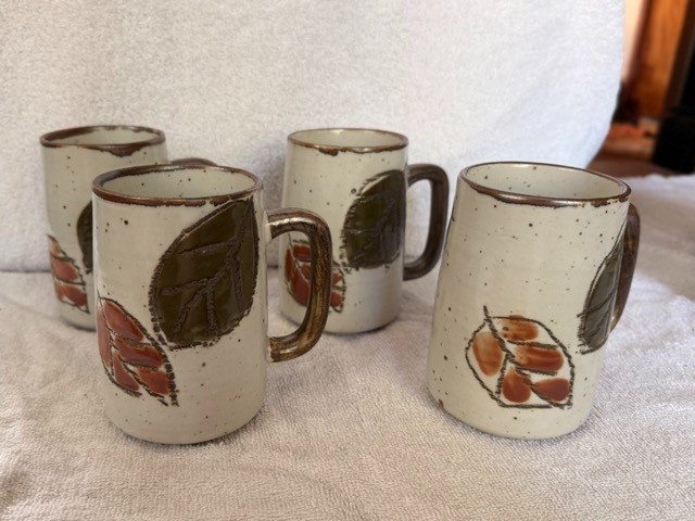 Vintage 70's Japanese Otagiri Stoneware Mugs- set of 4