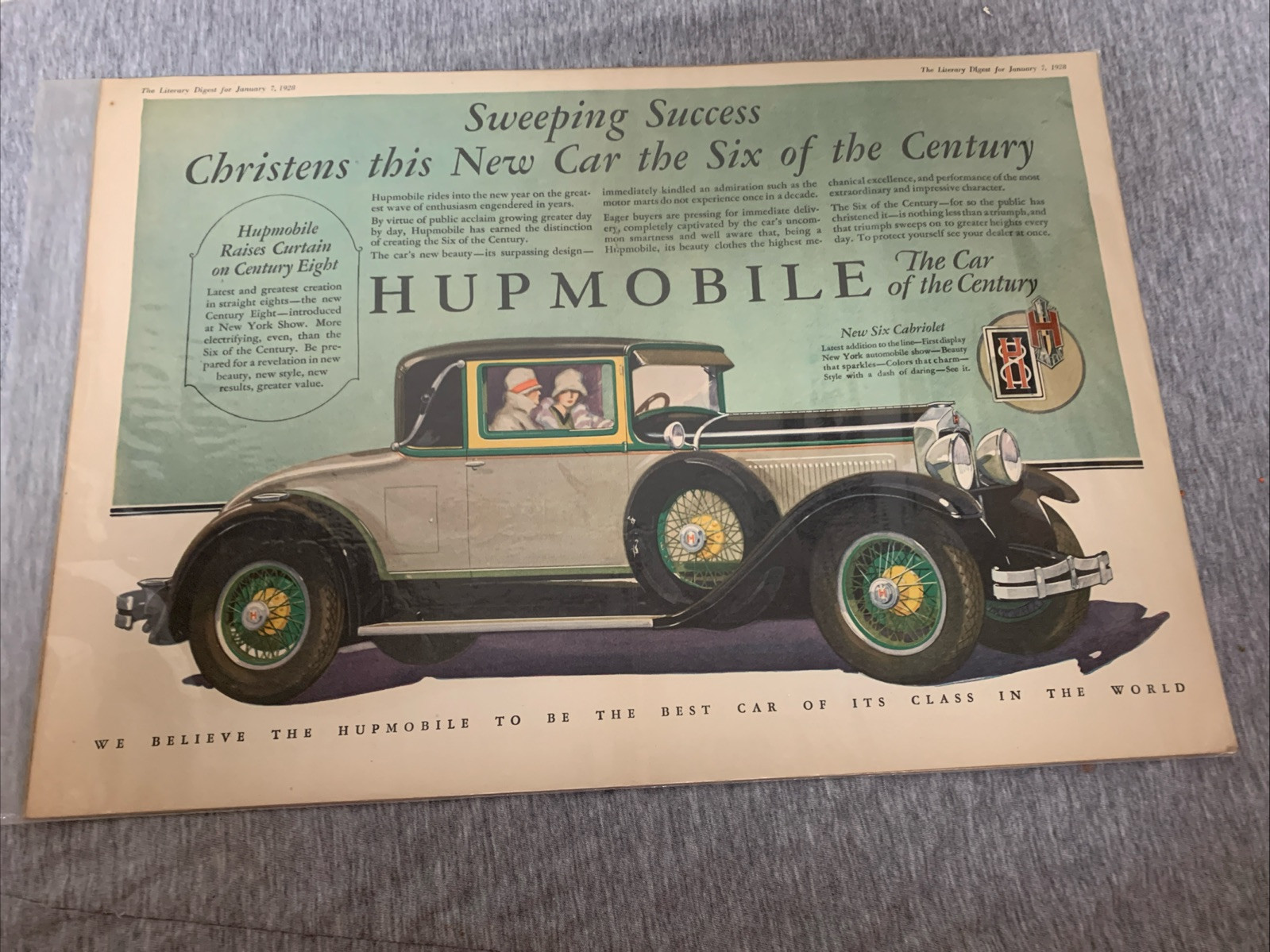 Antique 1928 Hupmobile Cabriolet Advertisement 