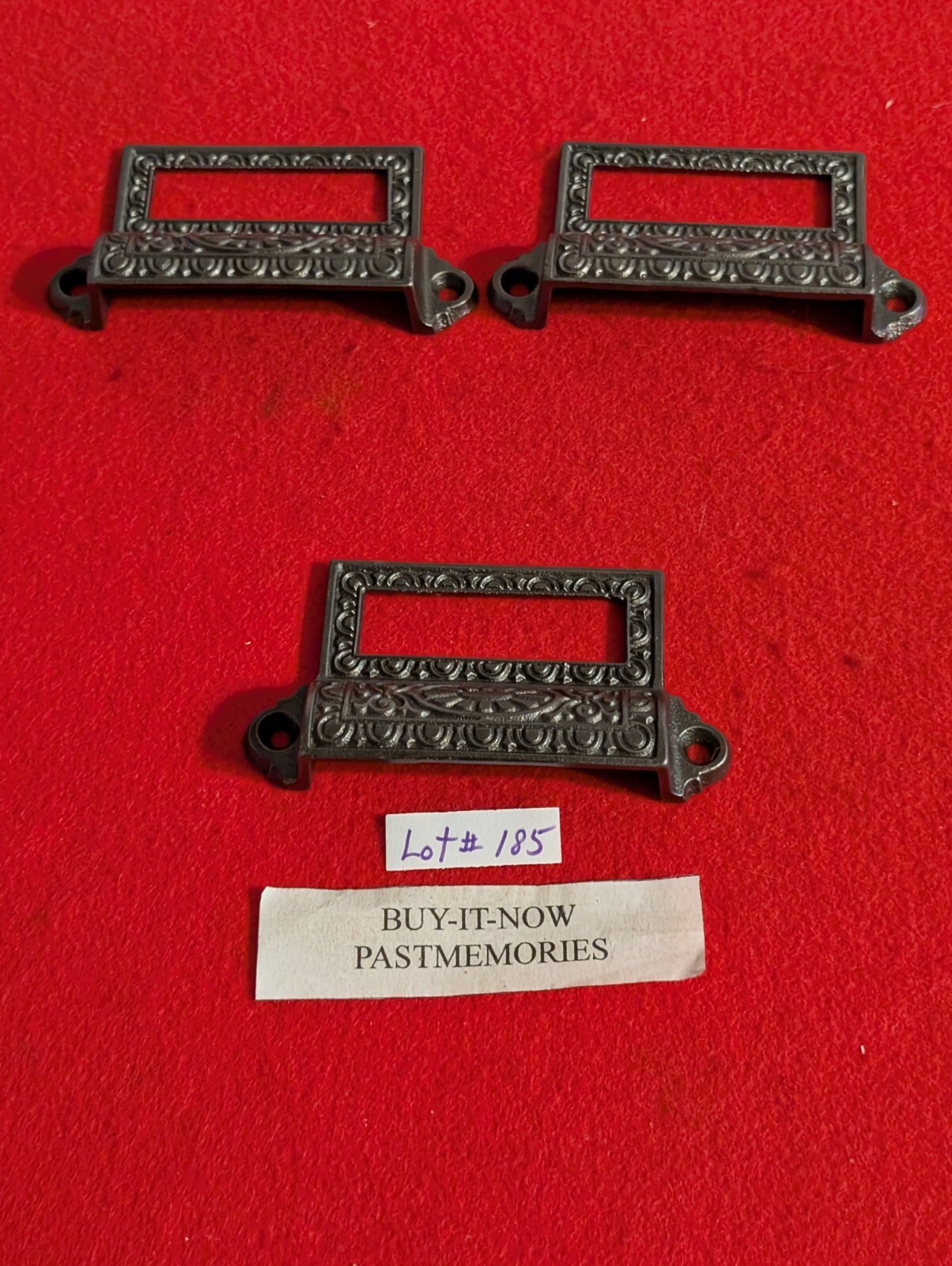 VINTAGE 1870's CAST IRON CABINET DRAWER PULL HANDLE, ANTIQUE HARDWARE LOT #185