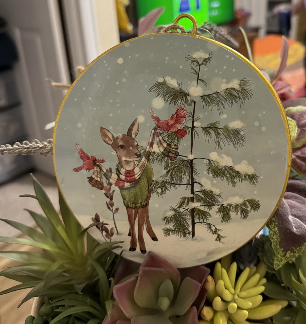 Melrose International Double-Sided Woodland Disc Ornament - NWT