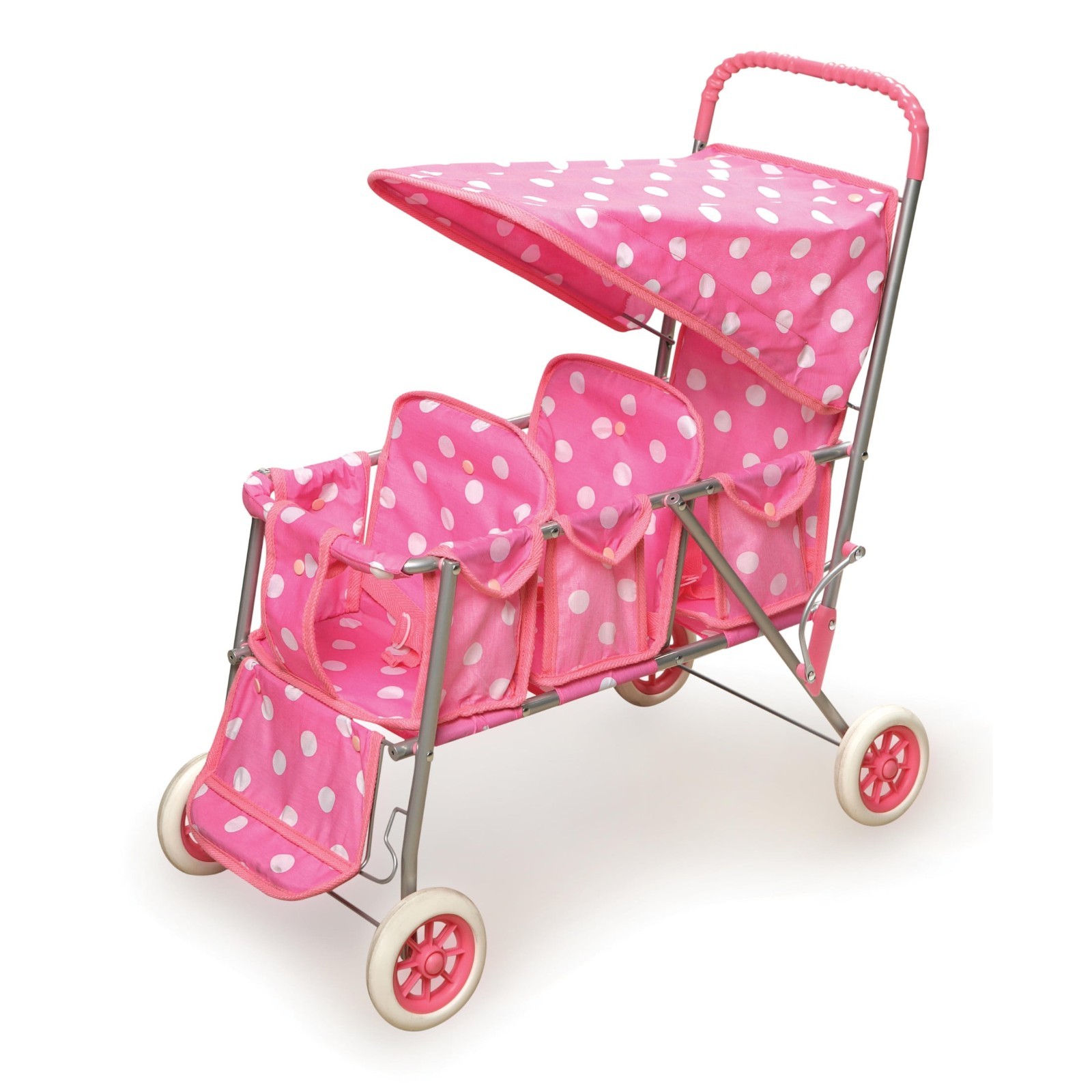 Badger Basket Triple Doll Stroller - Polka Dots
