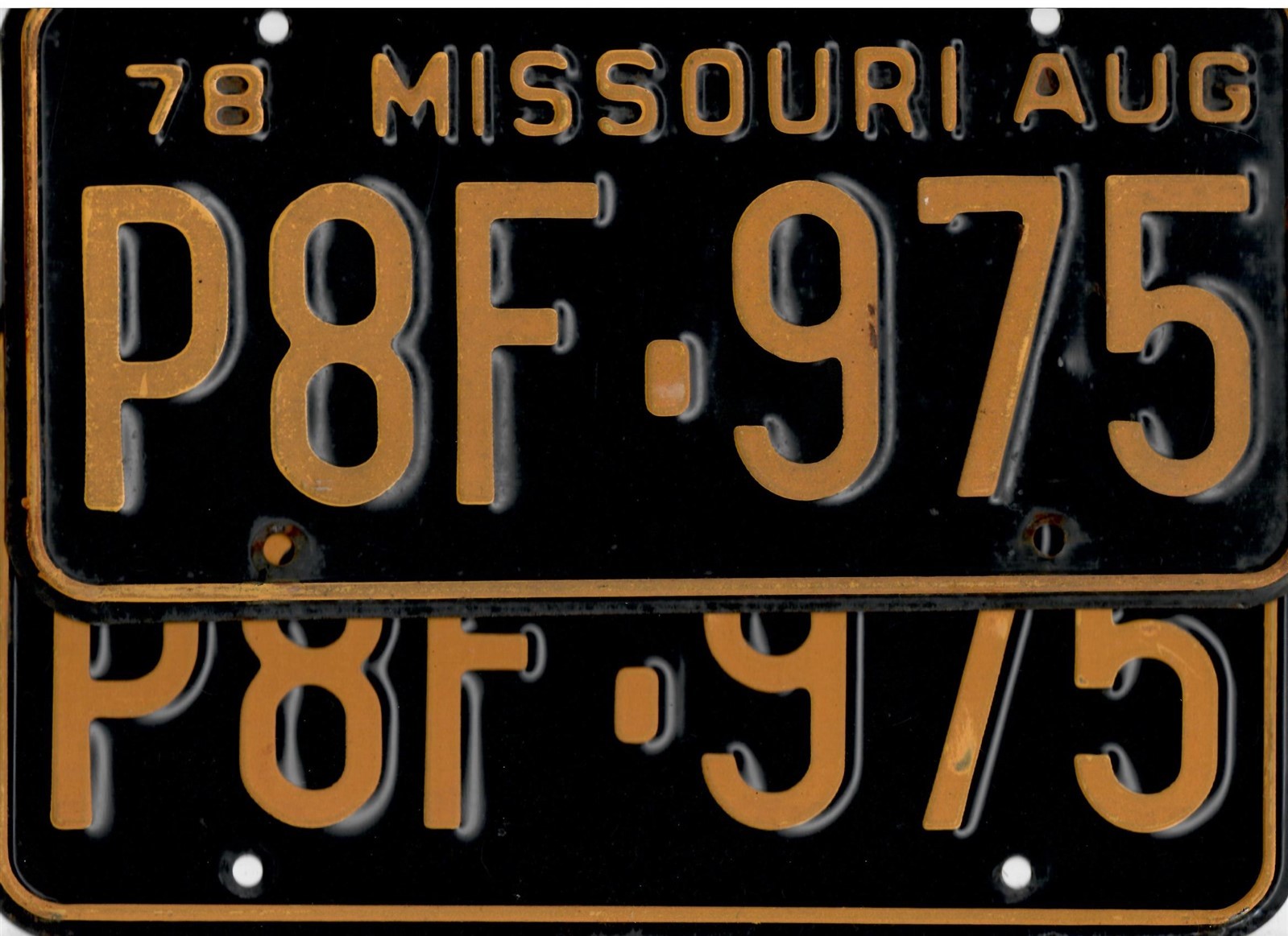 MISSOURI passenger 1978 license plate *PAIR* 