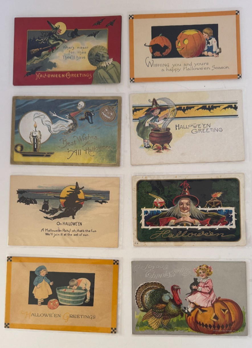 Collection 22 Rare Vintage Original Halloween 1 Thanksgiving Postcards Embossed