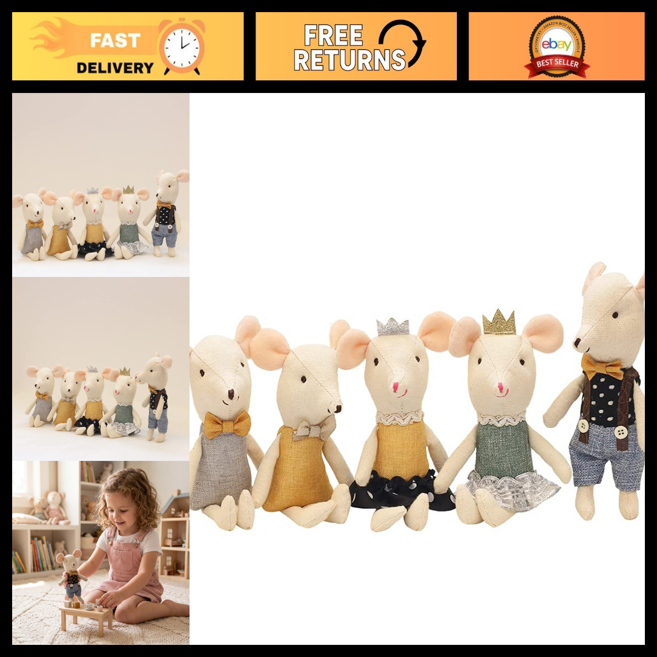 Plush Mouse Dolls Stuffed Animal Toy - Soft, Cuddly, Perfect Gift for Kids Plush Mouse Dolls Stuffed Animal Toy - Soft, Cuddly, Perfect Gift for Kids