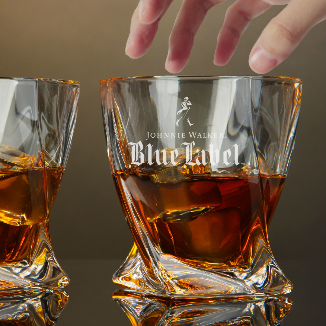 Custom Engraved Johnnie Walker Blue Label Twisted Whiskey Glass – 10 oz New Custom Engraved Johnnie Walker Blue Label Twisted Whiskey Glass – 10 oz New
