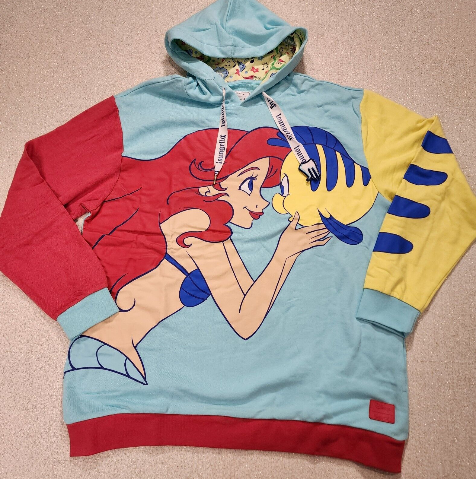 Loungefly Disney Princess Ariel & Flounder the Little Mermaid Hoodie XL NEW Loungefly Disney Princess Ariel & Flounder the Little Mermaid Hoodie XL NEW