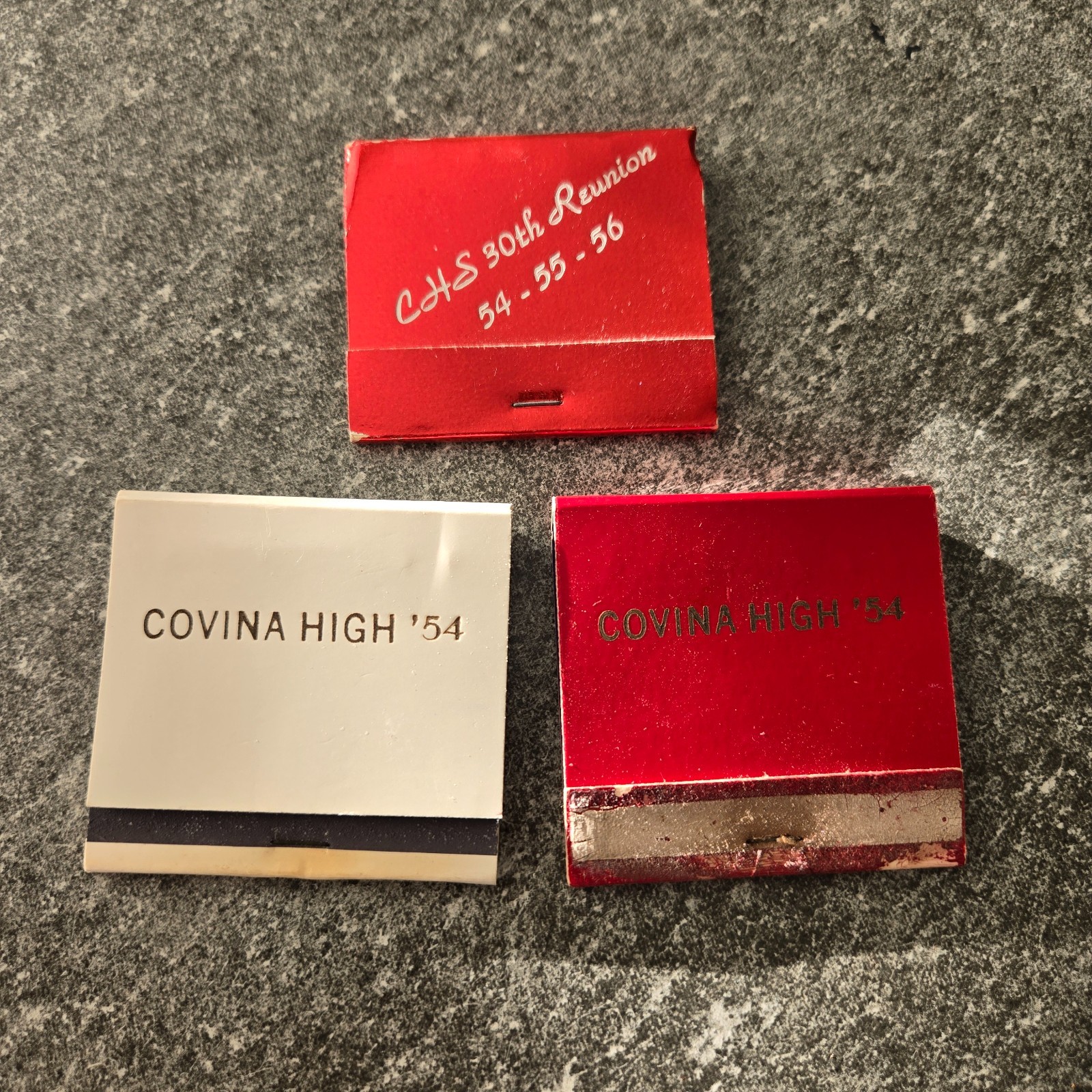 (3) Covina High School 1954 1955 1956 Reunion Match Books UNSTRUCK Vintage