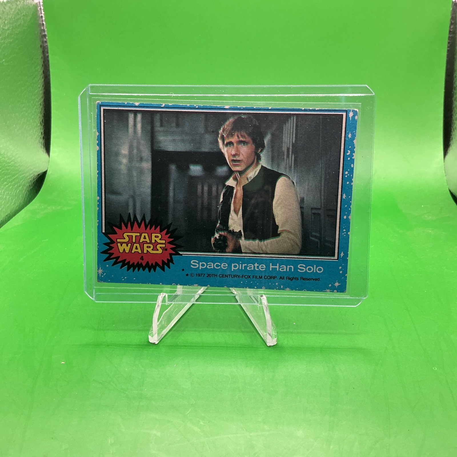 1977 Topps Star Wars #4 ~ Space Pirate HAN SOLO ~ Harrison Ford. Blue Series
