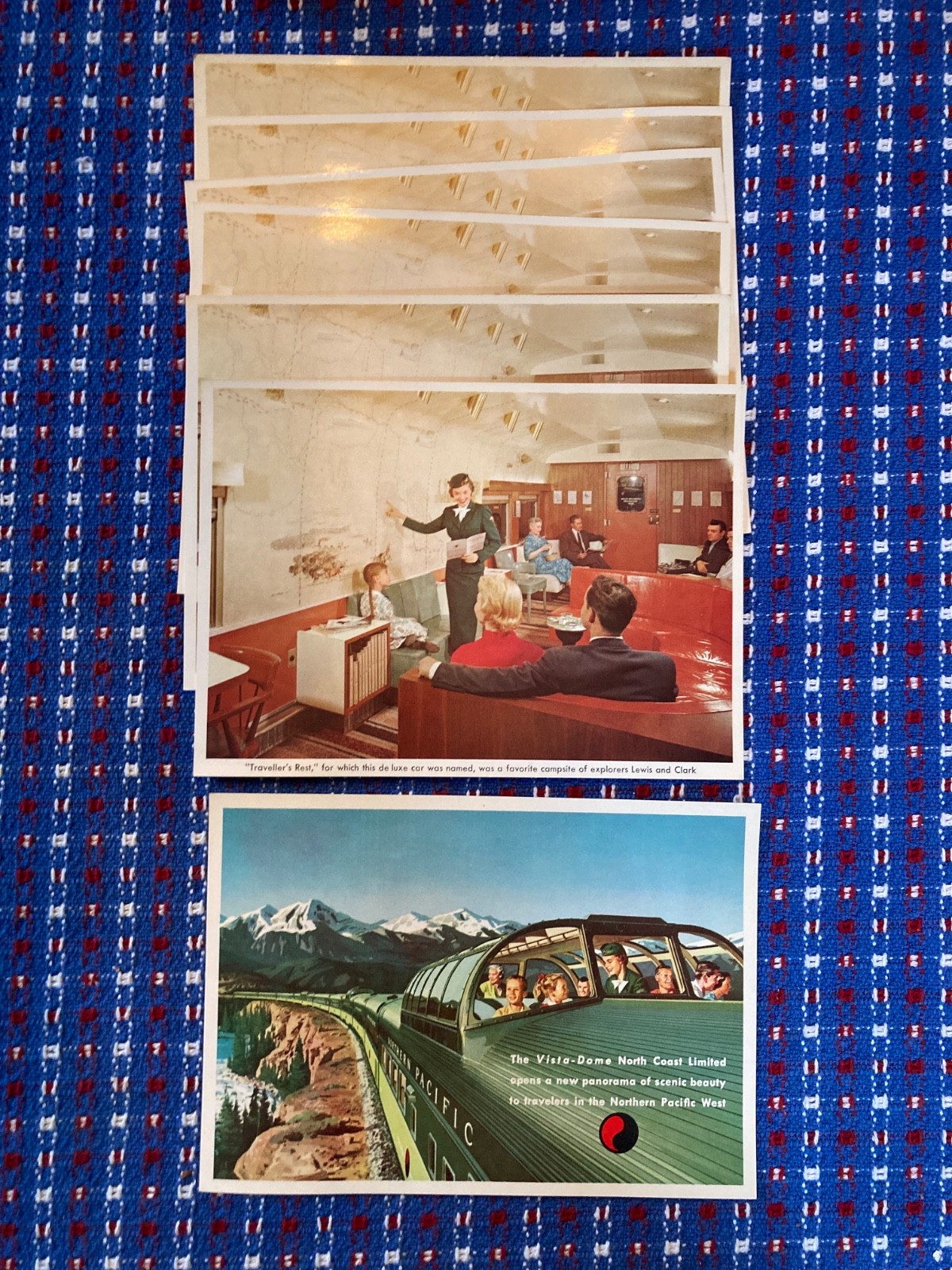 7 Vintage Vista Dome North Coast Limited Northern Pacific 7.5” x 5.5” postcards