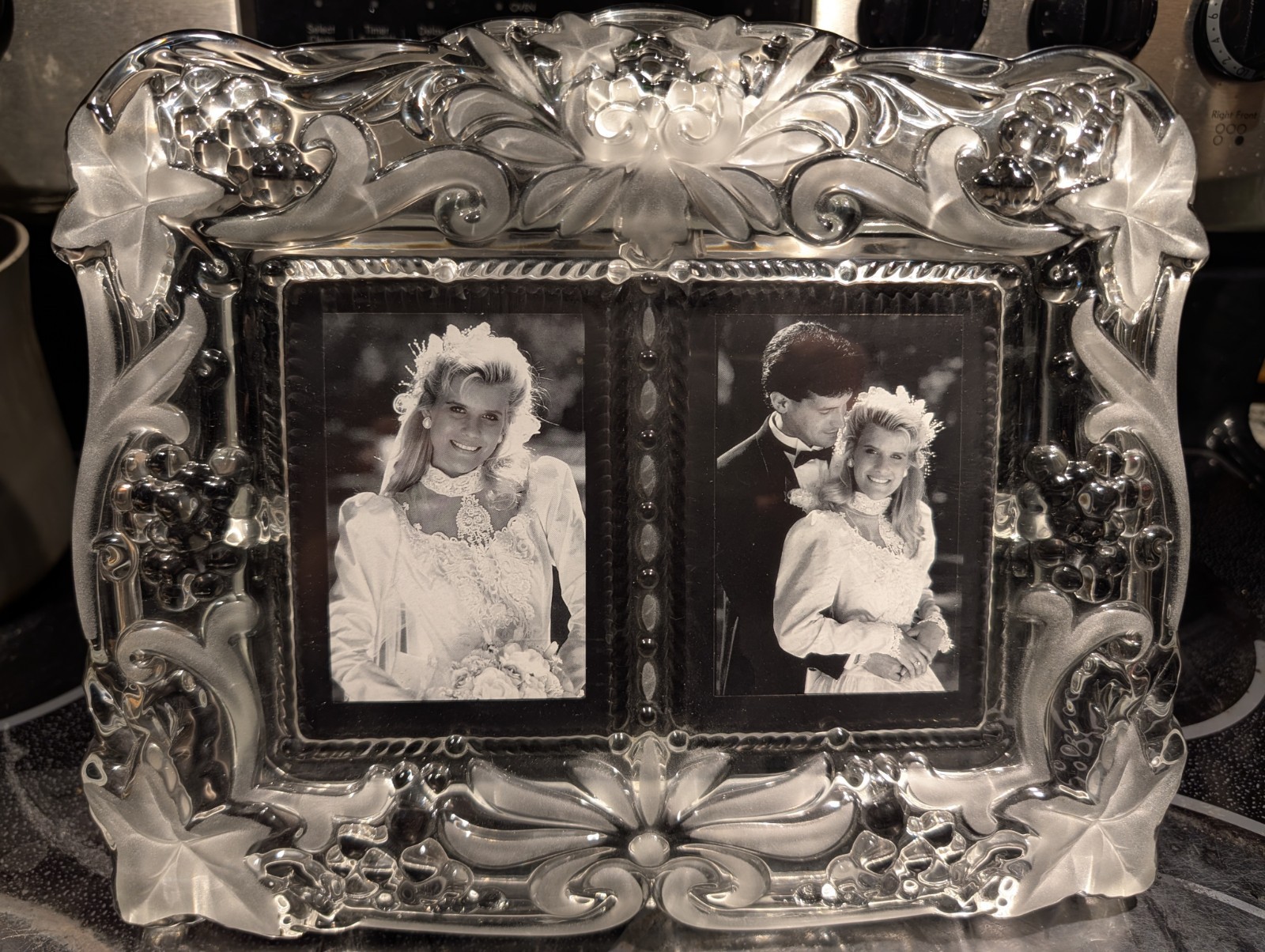 Vintage Mikasa Crystal Picture Frame Memories Duet Photo Frame NEW no box
