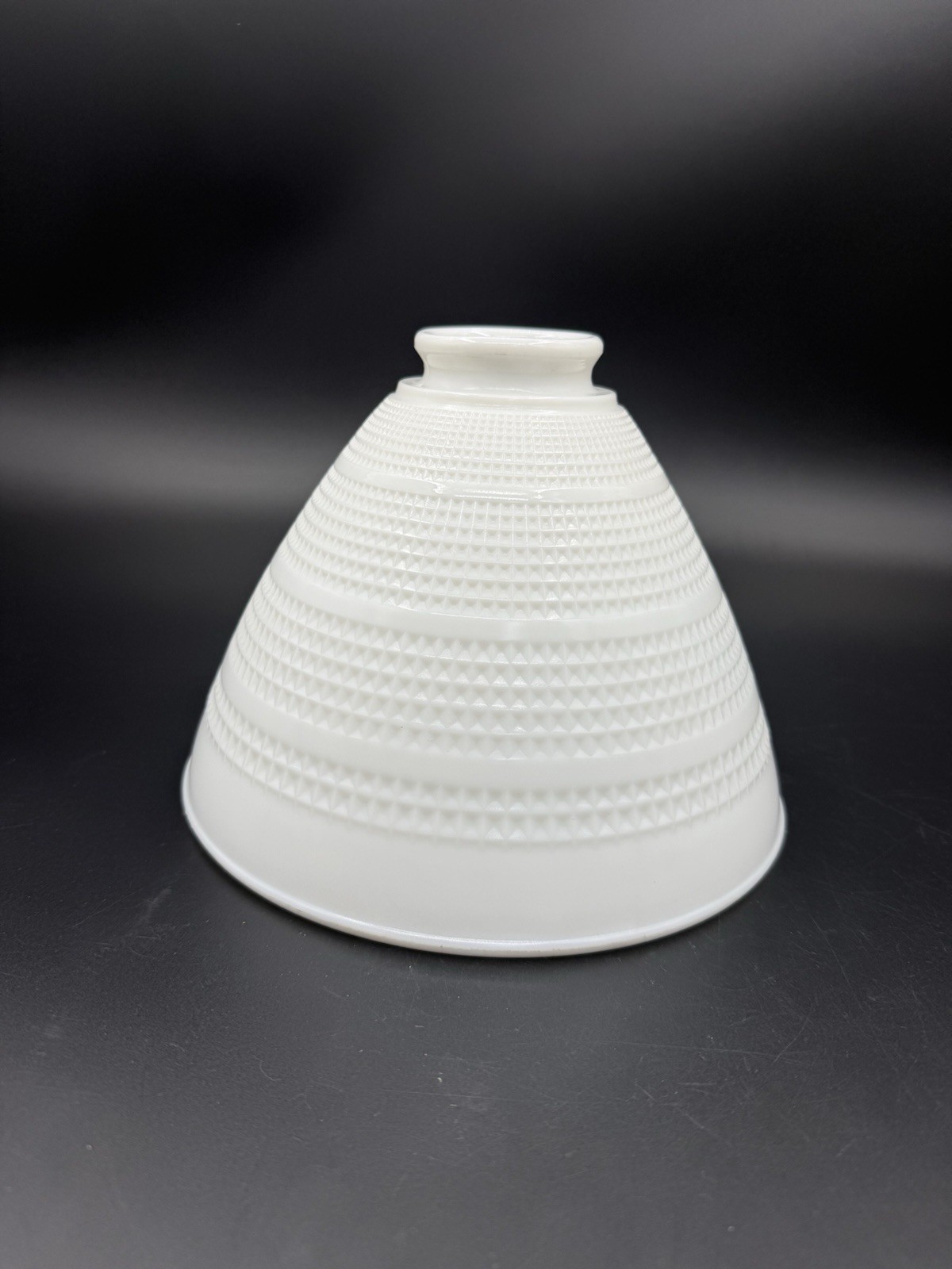 Vintage White Milk Glass Waffle Cone Lamp Shade 8 in Opening 2.25 in Fitting