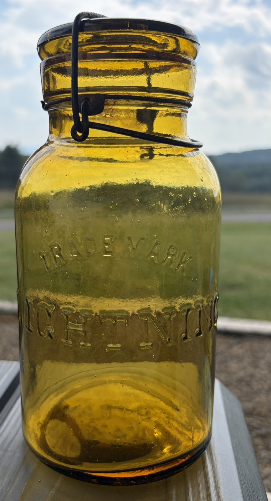 ***Rare*** Yellow amber Trademark Lightning Fruit Jar Mason Jar #63