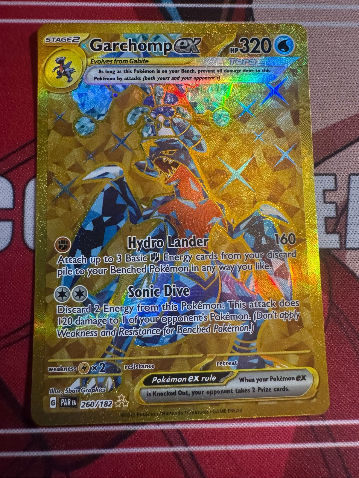 Garchomp ex 260/182 Gold Hyper Rare Pokemon Card Paradox Rift SV04
