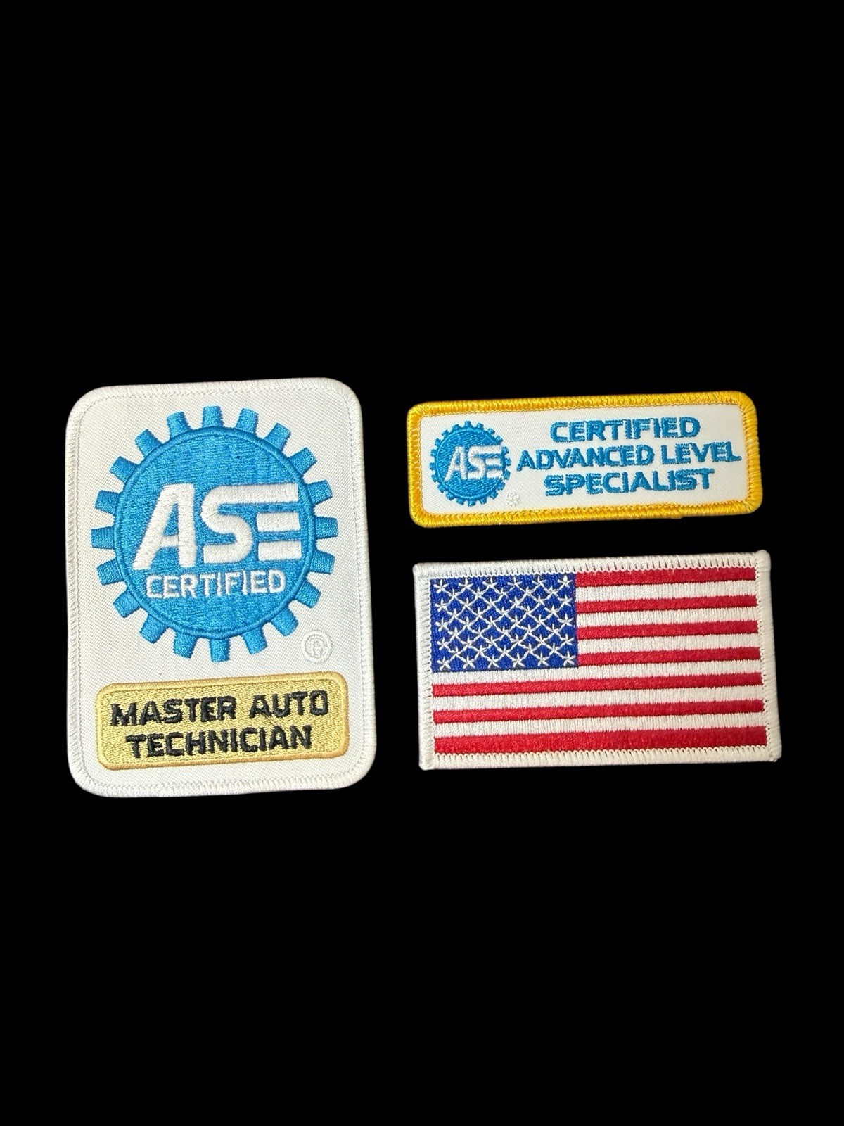ASE Certified Gold Master Auto Technician Patch American Flag Advanced Level