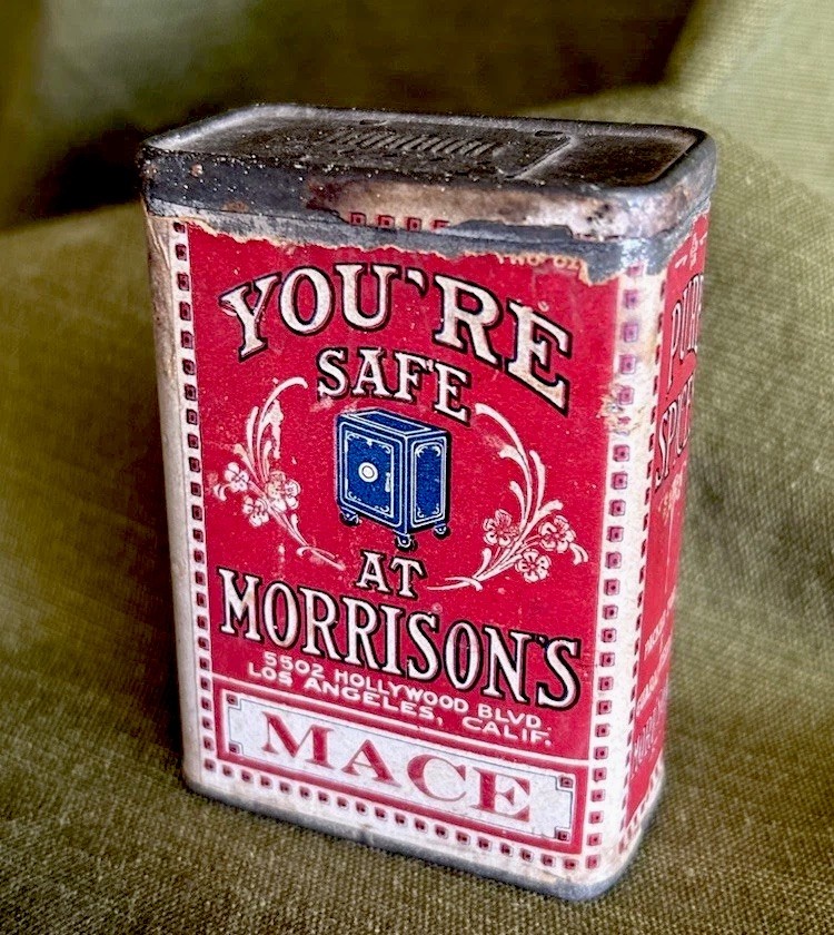 Vintage Spice Tin Can Scarce Hollywood Ca. You’re Safe Mace