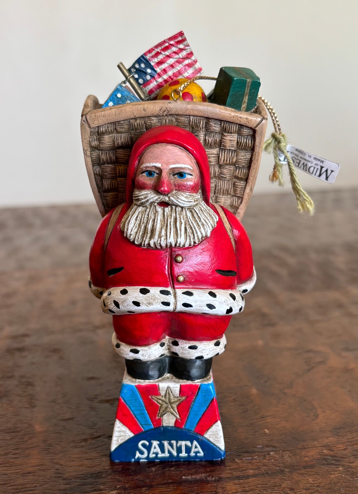 Leo Smith folk art Santa signed numbered ornament limited edition Leo Smith folk art Santa signed numbered ornament limited edition