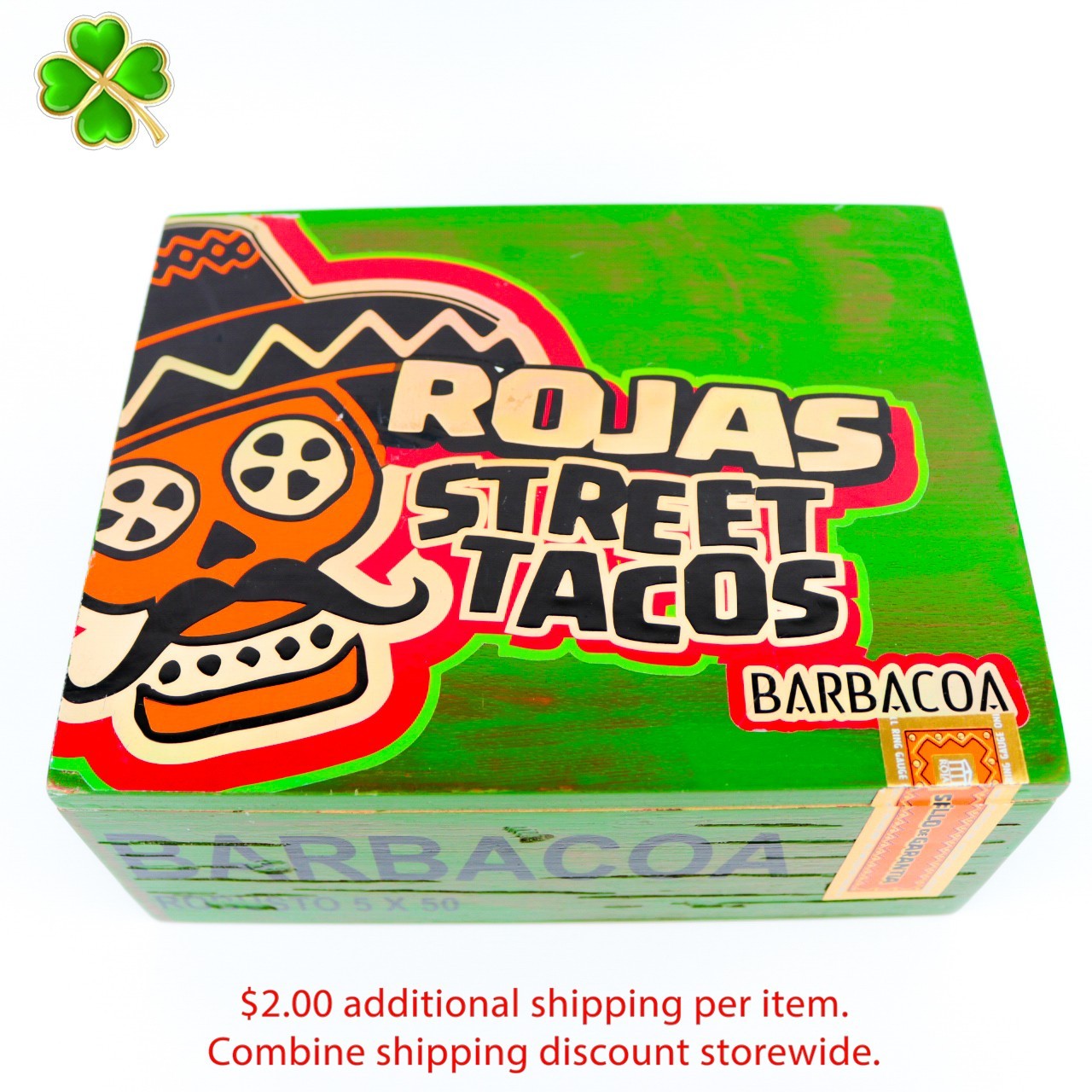 Rojas Street Tacos Barbacoa Robusto Empty Wood Cigar Box 7.5\