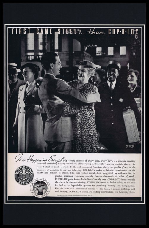 1937 Wheeling Steel Cop-R-Loy Framed 11x17 ORIGINAL Vintage Advertising Poster