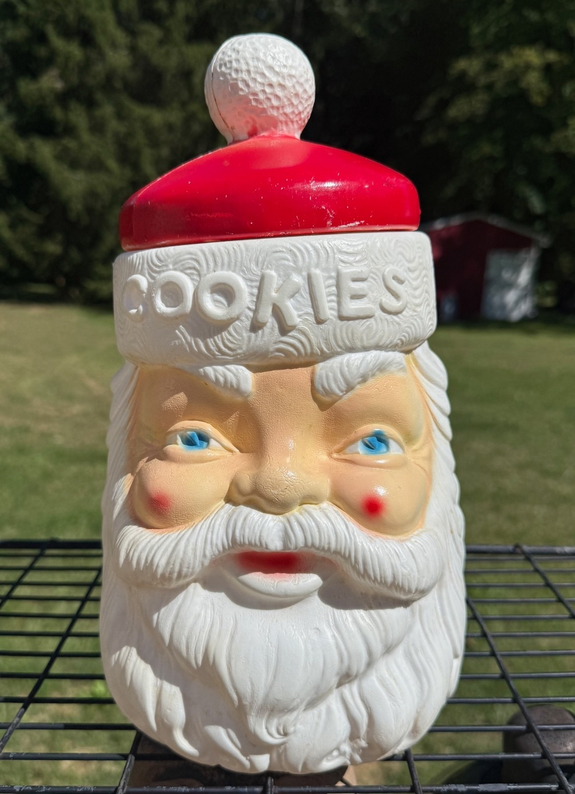 Vintage 1973 Christmas Empire Blow Mold Santa Claus Head Cookie Jar 70s USA XMAS
