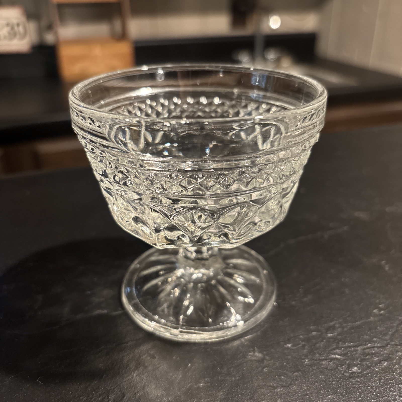 EUC Vintage Anchor Hocking Wexford Clear Glass Champagne Sherbet Goblet 3 5/8