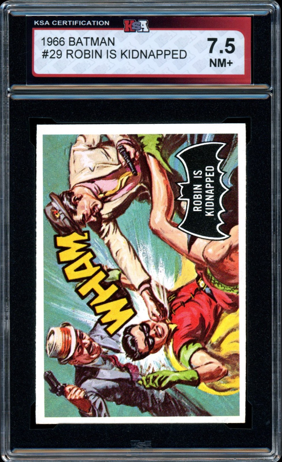 1966 TOPPS USA BATMAN BLACK BAT #29 Robin is Kidnapped KSA 7.5 NM + Card