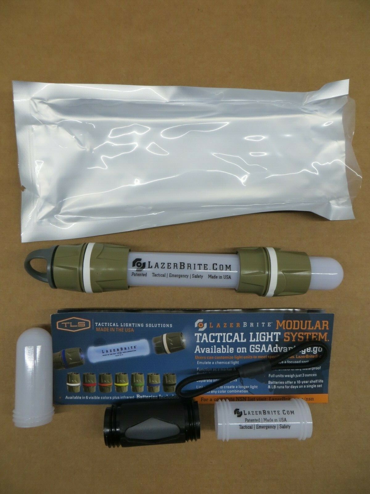 LazerBrite Military Tactical Flashlight Glow Stick WHITE  LED
