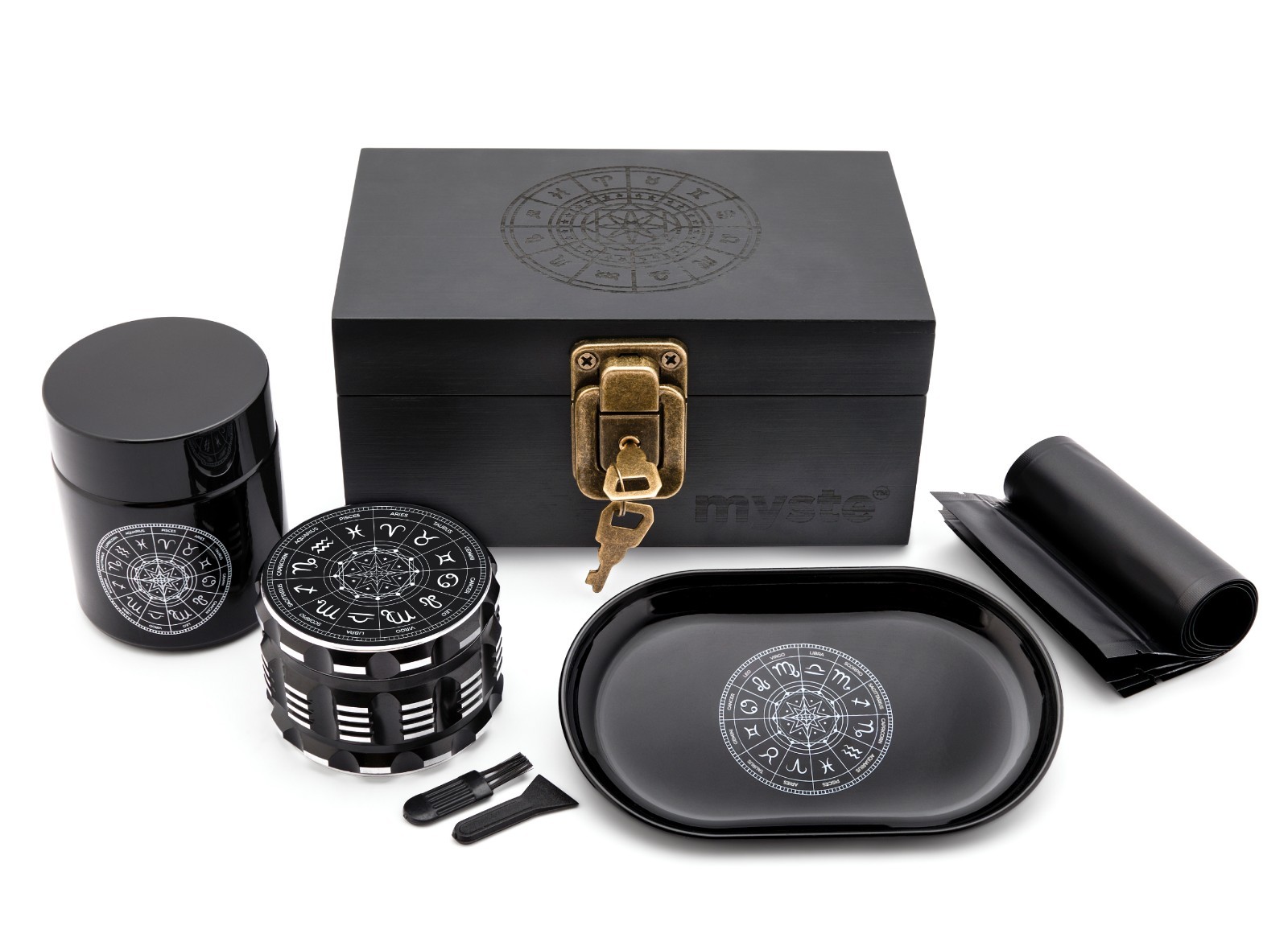 MYSTE ZODIAC Stash Box With Accessories, Large Grinder 2.5\'\', Smell Proof Set