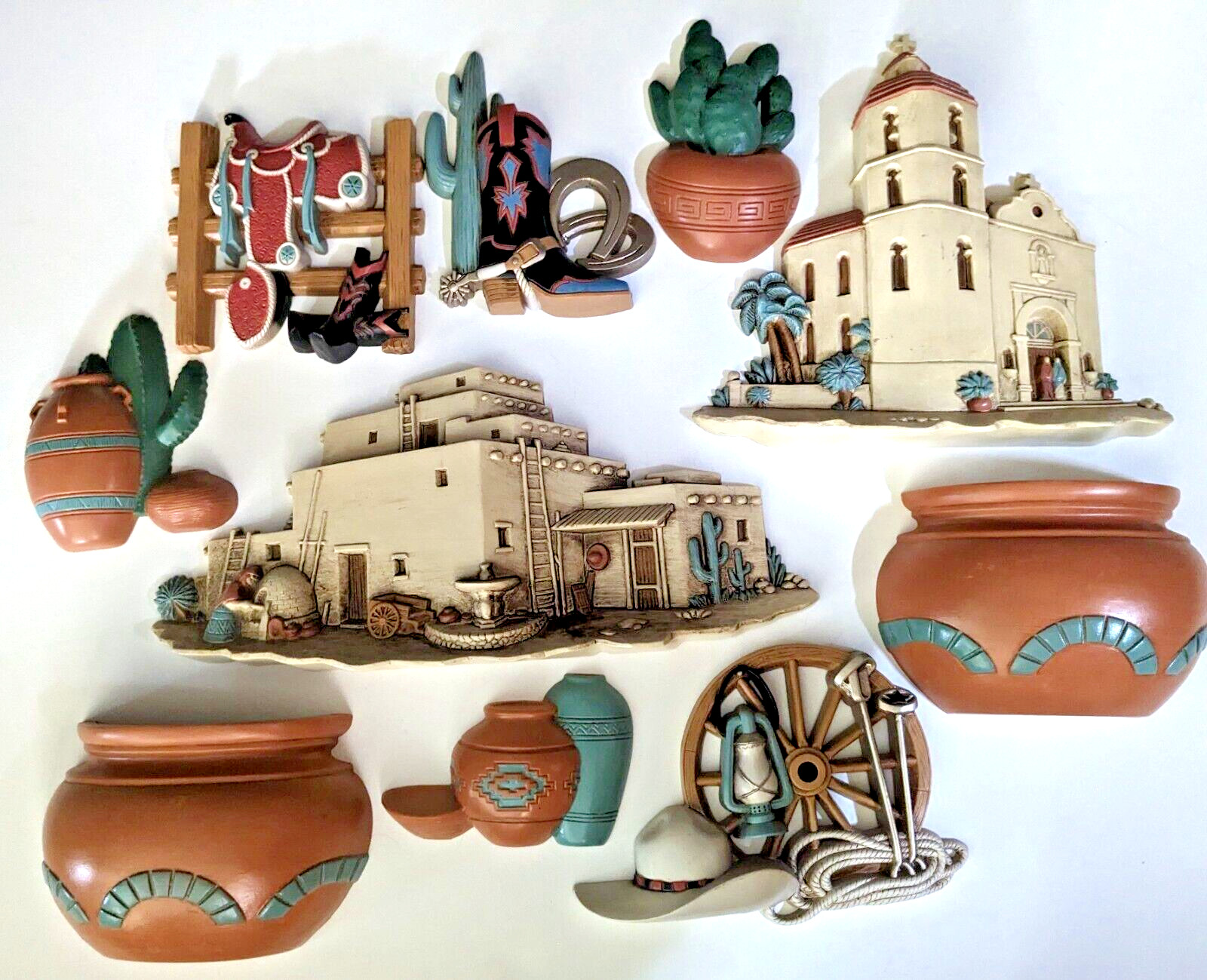 10 BURWOOD Lot Wall Art Southwest Western 3D Plaques Decor VTG HOME INTERIOR 10 BURWOOD Lot Wall Art Southwest Western 3D Plaques Decor VTG HOME INTERIOR