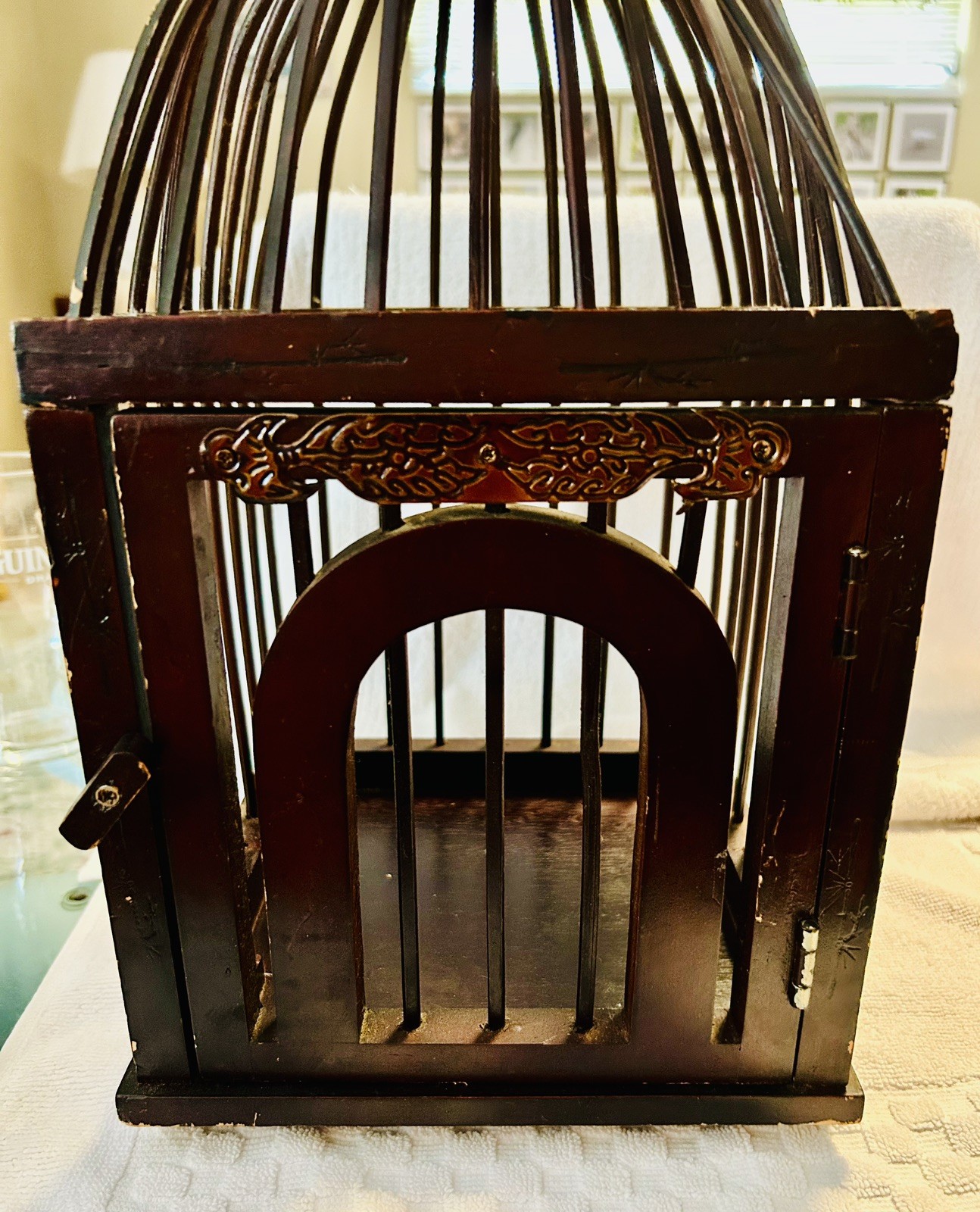 Vintage Rustic Farmhouse Wooden Bird Cage 19” Rusty Garden Plant Decor