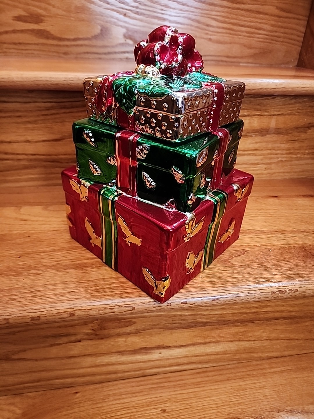 Allure 1998 Vintage Metallic Christmas Tree Cookie Jar Allure 1998 Vintage Metallic Christmas Tree Cookie Jar