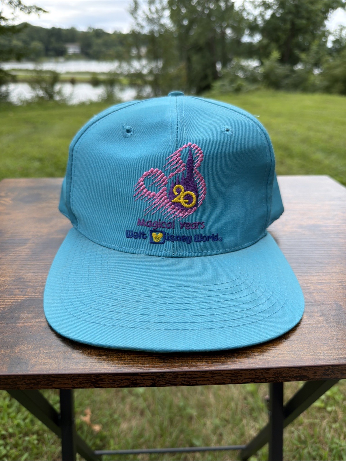 1991 Walt Disney World 20 Magical Years Anniversary Turquoise Baseball Hat