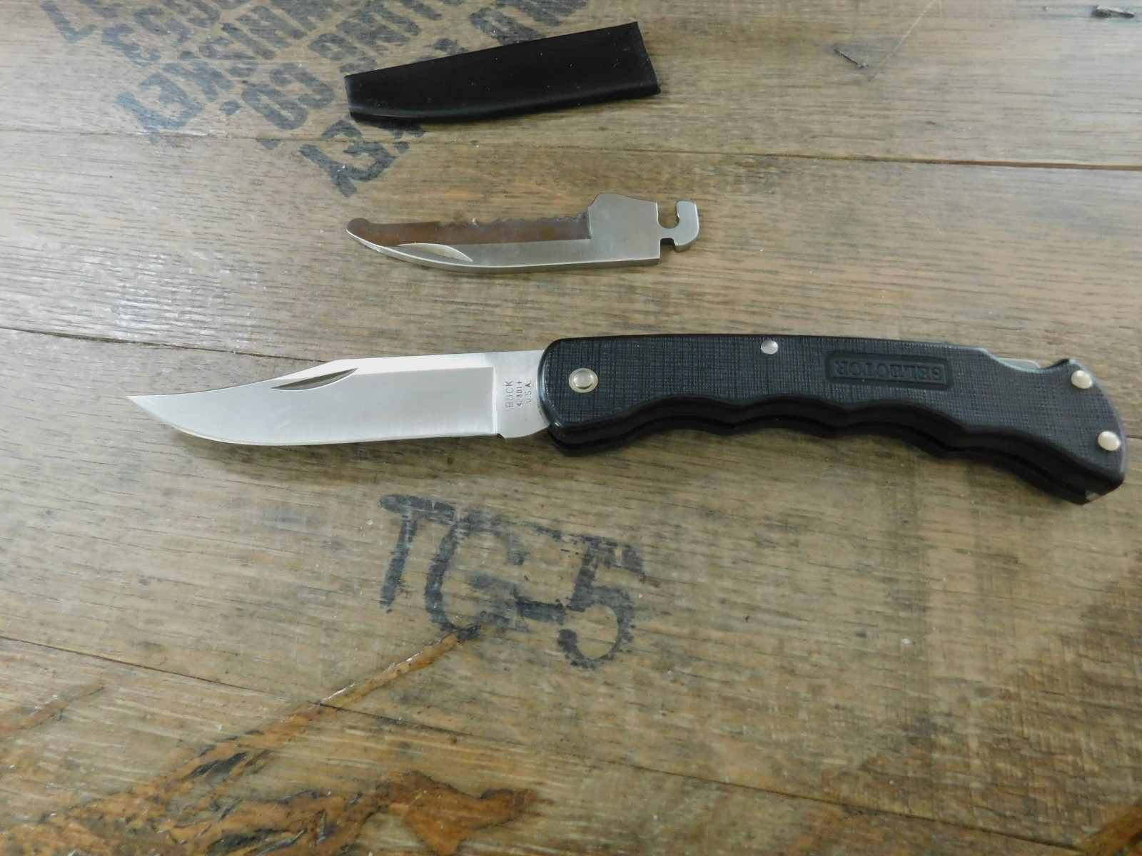Vintage 1994 USA Buck 42801 Selector Pocket KnifeW/Sheath and extra blade