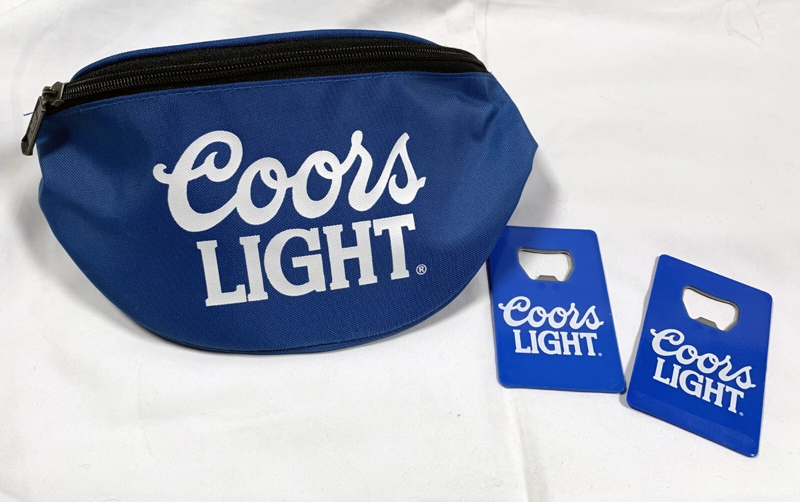 New Coors Light Beer Fanny Pack Cross Body Bag & 2 Metal Bottle Openers