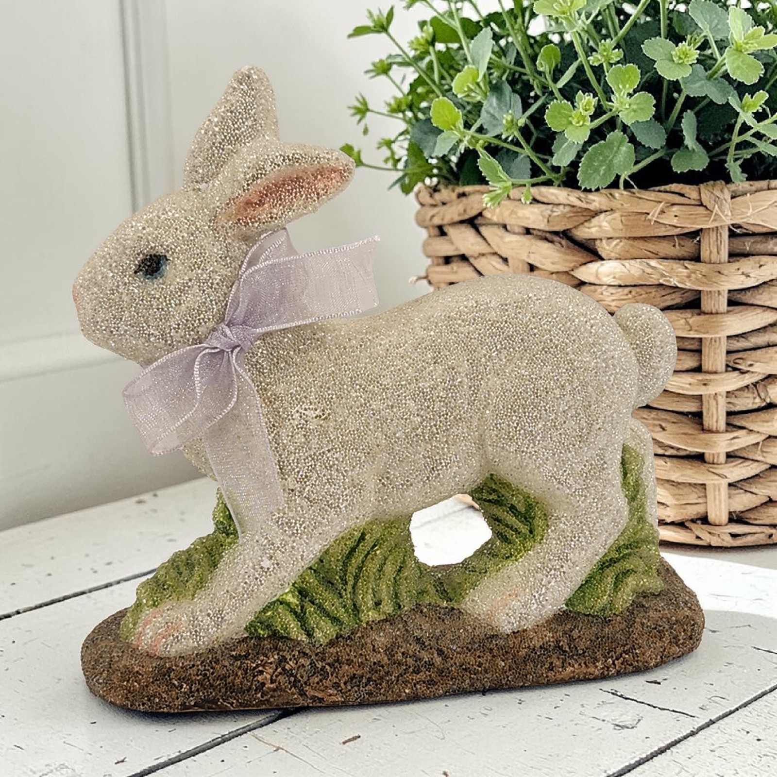 Midwest of Cannon Falls Sugared Spring Easter Bunny Rabbit Purple Organza Bow 6